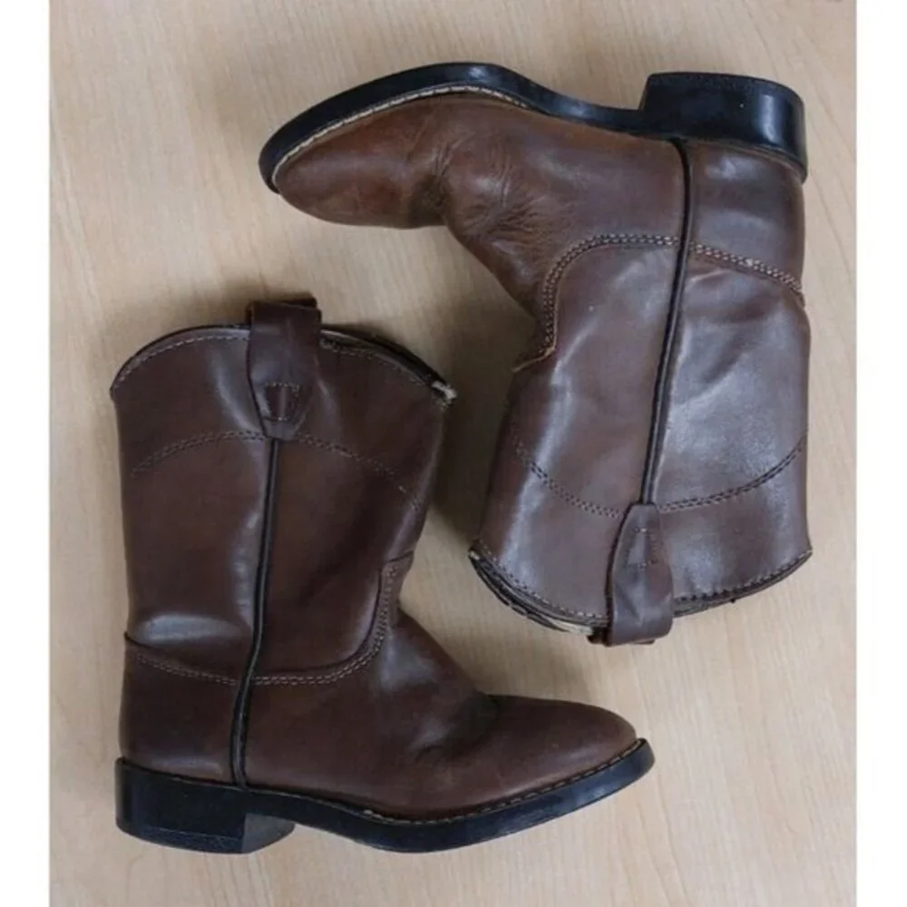 Little Kids Western Boots Size 9.5 D Brown Ropers, Style CB2011.  Made in USA‎